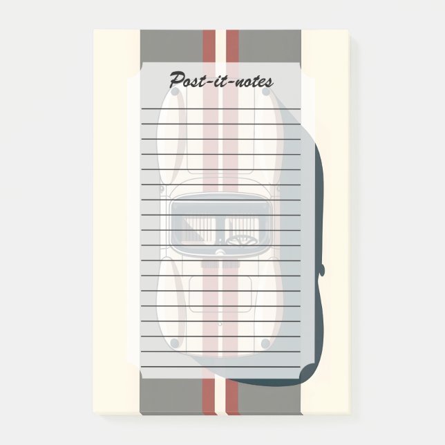 Minimalistisk Retro Racingbil Rand Post-it Block (Framsida)