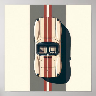 Minimalistisk Retro Racingbil Rand Poster