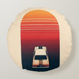 Minimalistisk Retro Racingbil Rand Rund Kudde