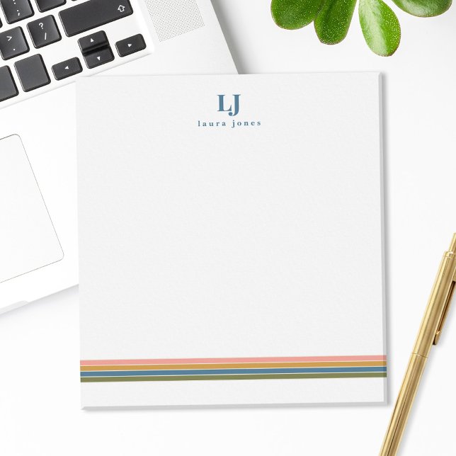Minimalistisk Retro-Randig Monogram Anteckningsblock (Skapare uppladdad)