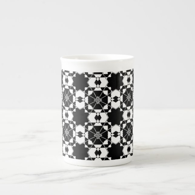 Minimalistisk retro rut-mönster – Monokrom design Benporslin Mugg (Framsidan)