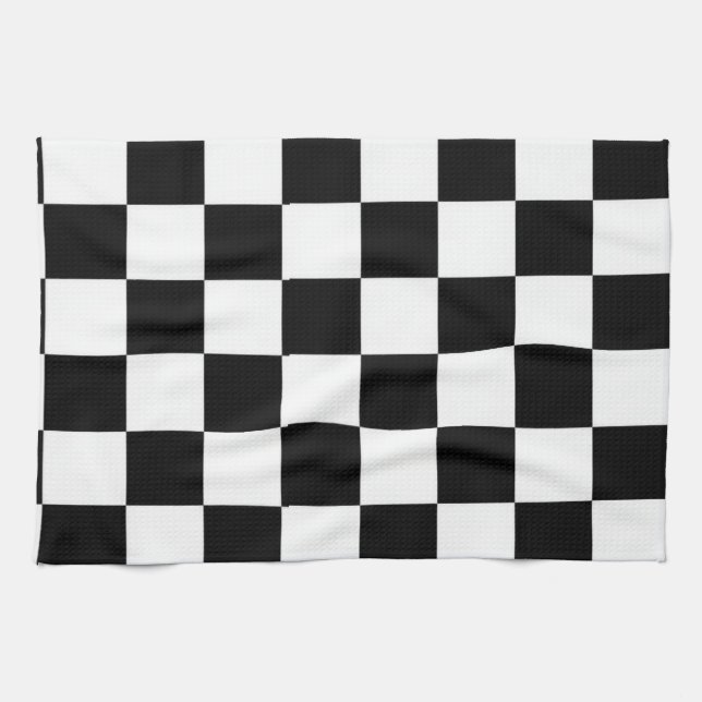 Minimalistisk Retro-rutig – Monokrom Streetwear Kökshandduk (Horisontell)