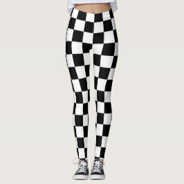 Minimalistisk Retro Rutig – Monokrom Streetwear Leggings
