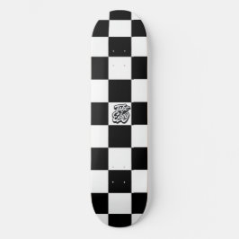 Minimalistisk Retro Rutig – Monokrom Streetwear Mini Skateboard Bräda 18,5 Cm