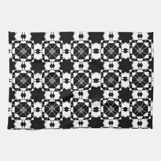 Minimalistisk retro rutigt mönster – Monokrom desi Kökshandduk (Horisontell)
