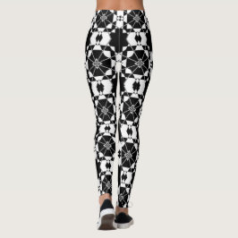 Minimalistisk retro rutigt mönster – Monokrom desi Leggings