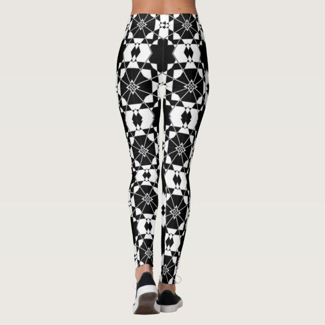 Minimalistisk retro rutigt mönster – Monokrom desi Leggings (Baksida)