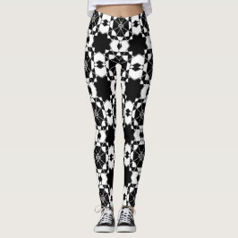 Minimalistisk retro rutigt mönster – Monokrom desi Leggings