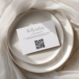 Minimalistisk Retro Salvia Grön Båge QR-kod RSVP-k OSA Kort