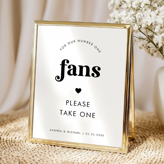 Minimalistisk Retro Script & Heart Fläktar Bröllop Poster (Skapare uppladdad)