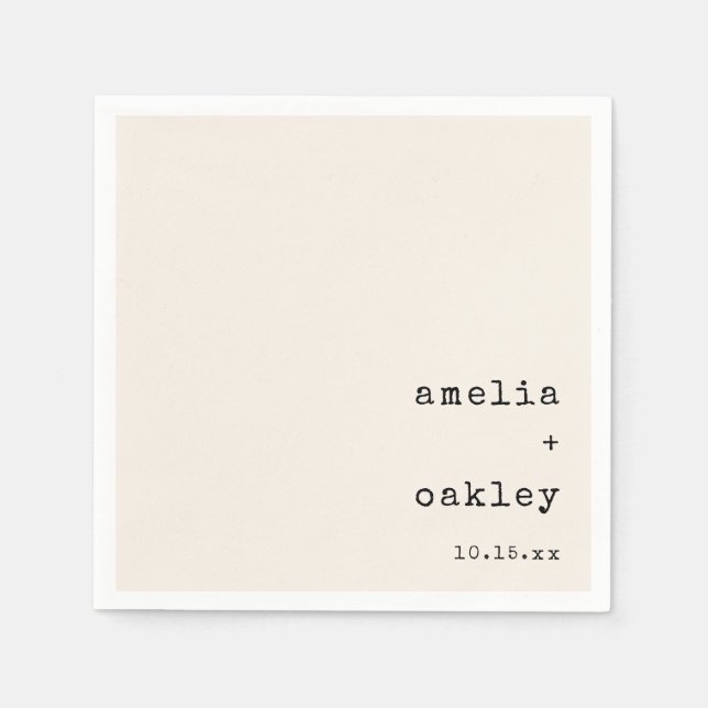 Minimalistisk Retro skrivmaskin Elfenben Anpassad  Pappersservett (Framsidan)