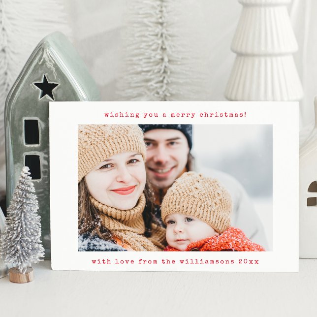 Minimalistisk Retro skrivmaskin Två Foto Jul Julkort (Skapare uppladdad)