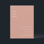 Minimalistisk retro-skrivmaskinsfont bröllop dammi spara datumet<br><div class="desc">Minimalistisk retro-skrivmaskinstypografi bröllop spara datum i dammig rosa</div>