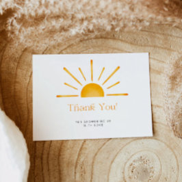 Minimalistisk Retro Sol Baby Shower Tacksamhetskor Tack Kort