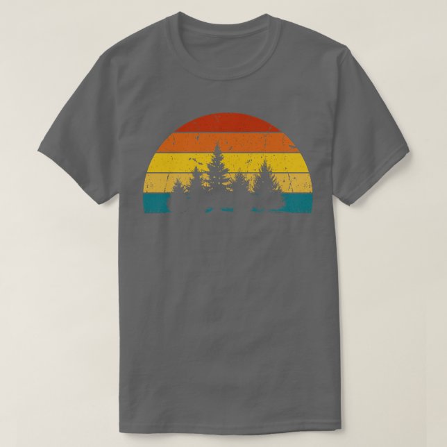 Minimalistisk retro Sol med Gräs Träd Silhouette 2 T Shirt (Design framsida)