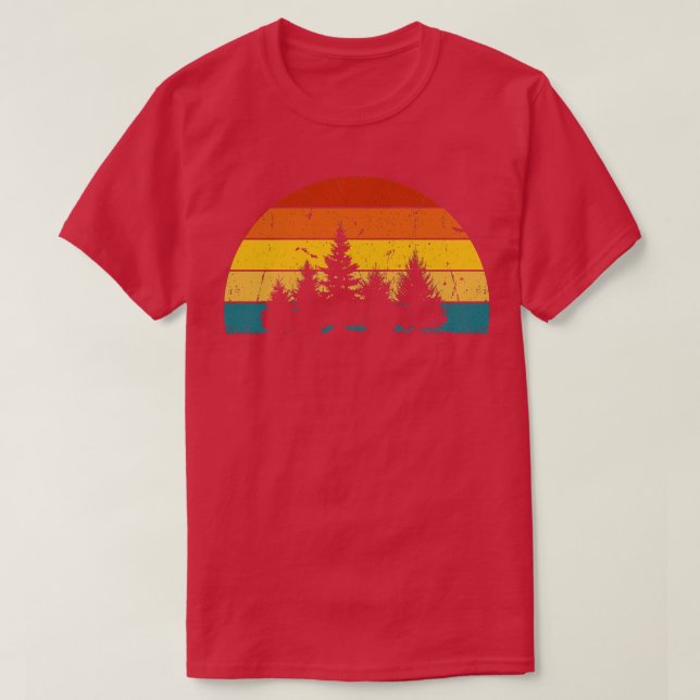 Minimalistisk retro Sol med Gräs Träd Silhouette 2 T Shirt (Design framsida)