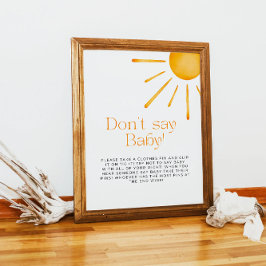 Minimalistisk Retro Sol säger inte Baby Poster