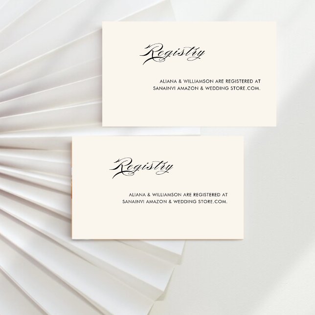 Minimalistisk retro svart gammaldags bröllopslista tilläggskort (Skapare uppladdad)