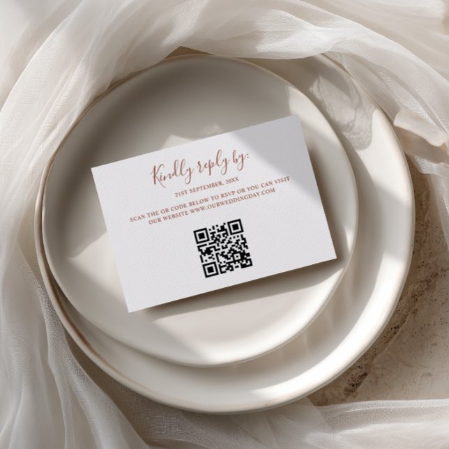 Minimalistisk Retro Terrakotta Valv QR-kod RSVP-ko OSA Kort (Skapare uppladdad)