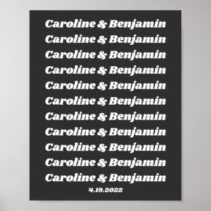 Minimalistisk Retro Text Black White par Namn Poster