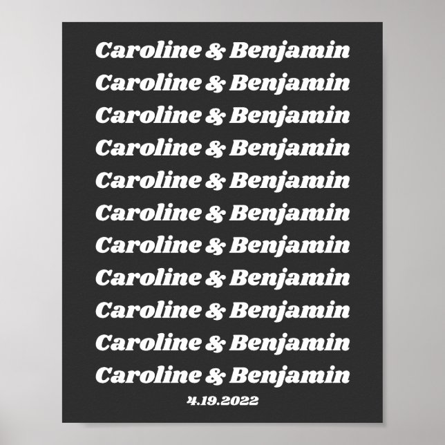 Minimalistisk Retro Text Black White par Namn Poster (Framsidan)