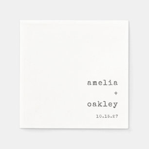 Minimalistisk Retro Typewriter White Personligt br Pappersservett