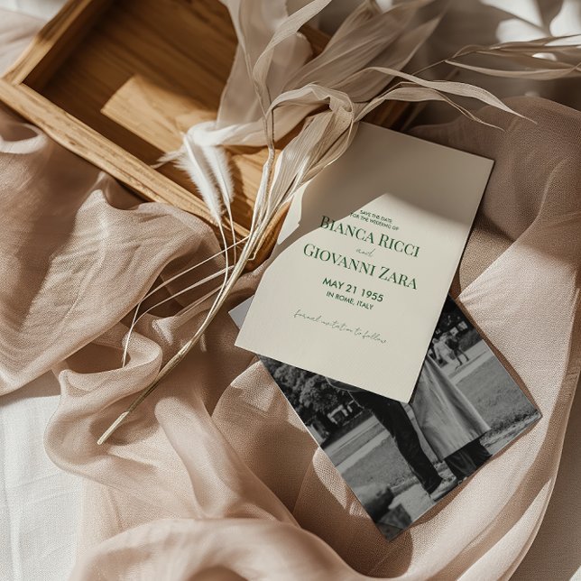 Minimalistisk retro Typografi Bröllop spara datum Inbjudningar (Skapare uppladdad)