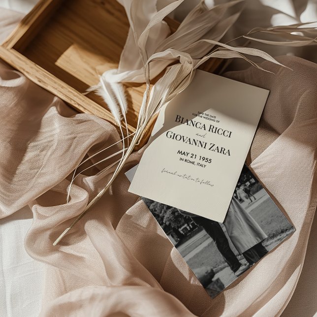 Minimalistisk retro Typografi Bröllop spara datum Inbjudningar (Skapare uppladdad)