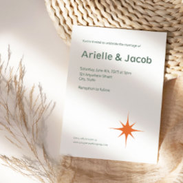 Minimalistisk Retro White & Grönt-skript Bröllop Inbjudningar