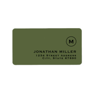 Minimalistisk Returadress av olive Classic Monogra Adressetikett