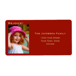 Minimalistisk Returadress av stor fotoröd Helgdag Fraktsedel