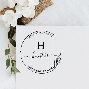Minimalistisk returadress Elegant Monogram Självfärgande Stämpel