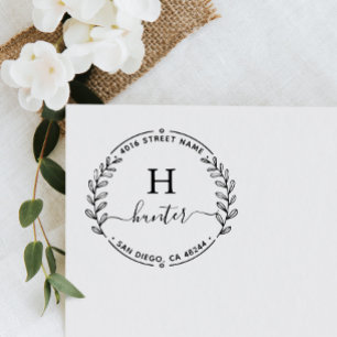Minimalistisk returadress Elegant Monogram Stämpel