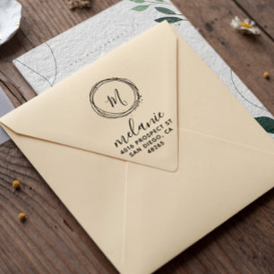 Minimalistisk returadress Elegant Monogram Stämpel