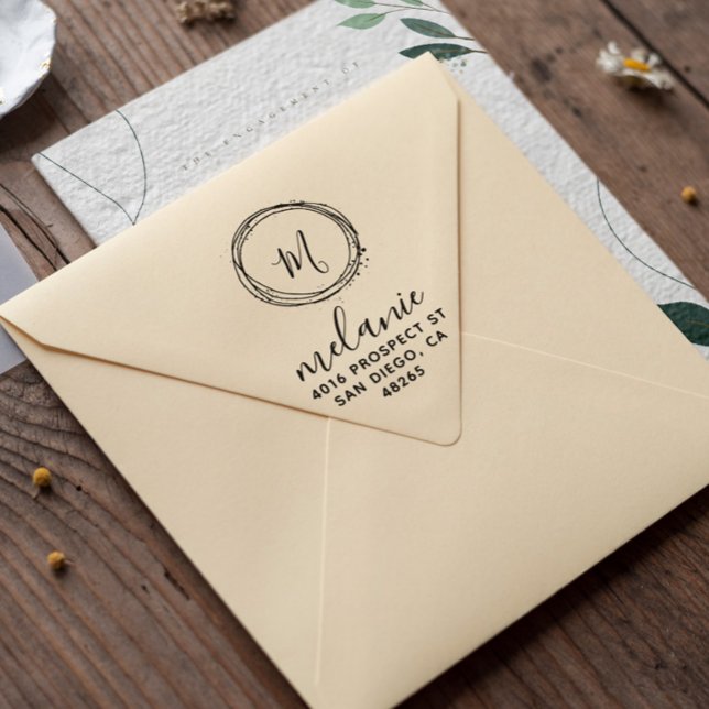 Minimalistisk returadress Elegant Monogram Stämpel (Skapare uppladdad)