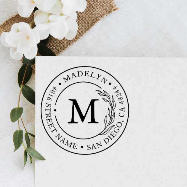 Minimalistisk returadress Elegant Monogram Stämpel (Skapare uppladdad)