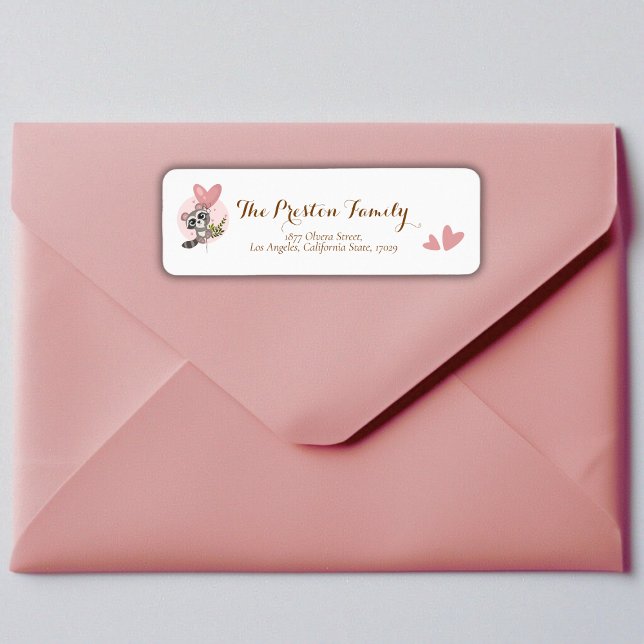 Minimalistisk Returadress för babybabybabybabyskor Returadress Etikett (Minimalist Cute Raccoon Baby Shower Return Address Label)