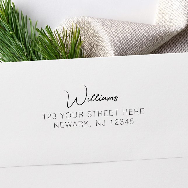 Minimalistisk Returadress för enkel skript Självfärgande Stämpel (Skapare uppladdad)