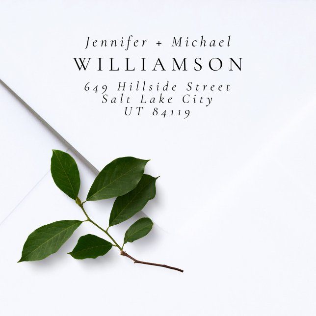 Minimalistisk Returadress för gift par Eleganter Stämpel (Skapare uppladdad)