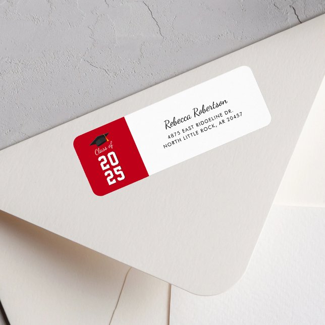 Minimalistisk Returadress för Student-skript Etikett (Graduation Invitations 2025 Return Address Label)