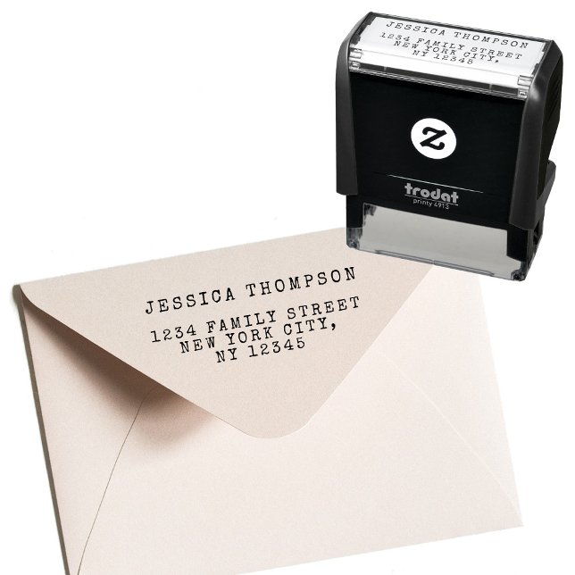 Minimalistisk Returadress Retro-skrivmaskin Självfärgande Stämpel (Minimalist Return Address Retro Typewriter Self-inking Stamp)