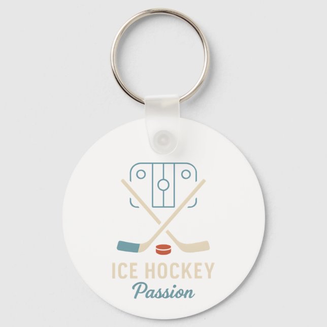 Minimalistisk rink och korsade klubbor nyckelring (Framsida)