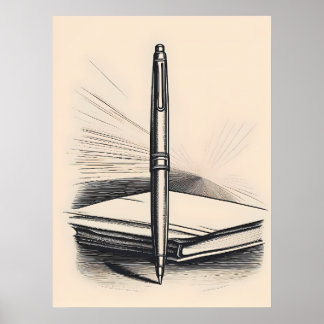 Minimalistisk ritstiftskonst - Elegant Line Teckni Poster