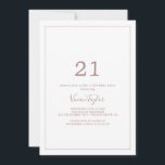 Minimalistisk Ro Guld 21:a födelsedag Party Inbjudningar<br><div class="desc">Denna minimalistiska inbjudan till ro guld 21:a födelsedag är perfekt för en enkel födelsedagsfest. Den moderna romantiska designen har klassiskt ro guld och vit typografi parad med en rografi av rustik men elegant med vintage handskrivet stil. Anpassade i alla färg. Behålla designen enkel och elegant, som den är, eller anpassa...</div>