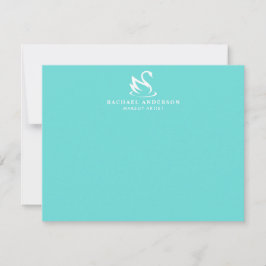 Minimalistisk Robins Egg Blue White Svan Logotyp Anteckningskort