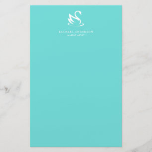Minimalistisk Robins Egg Blue White Svan Logotyp Brevpapper