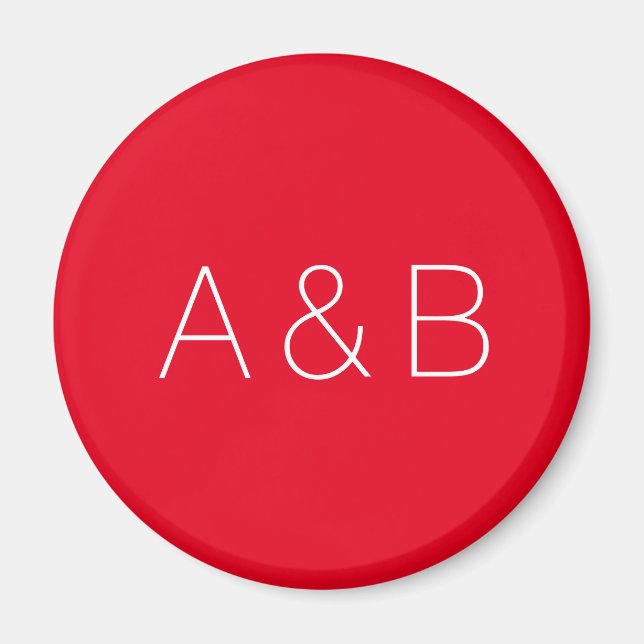 Minimalistisk röd anpassningsbar par initialer mon magnet (Framsidan)