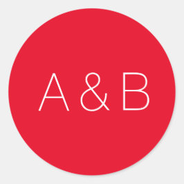 Minimalistisk röd anpassningsbar par initialer mon runt klistermärke