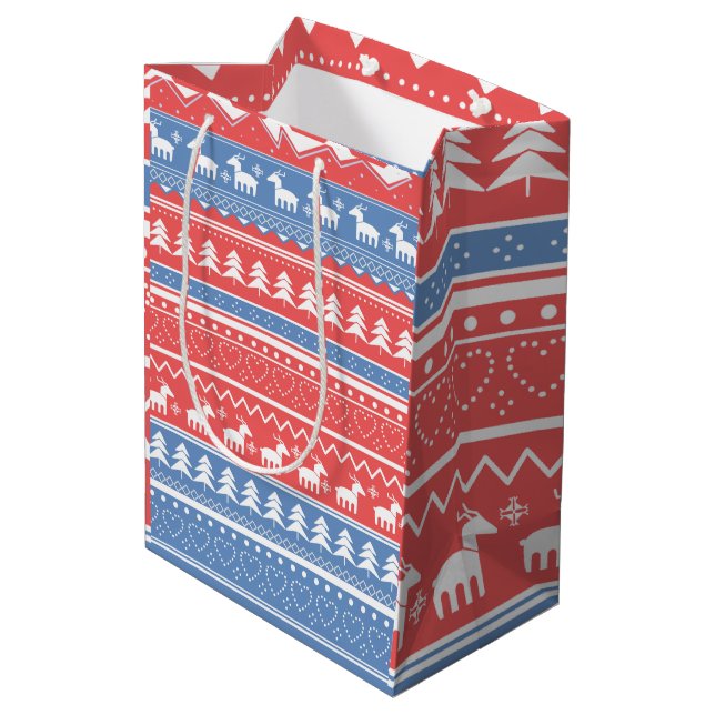 Minimalistisk röd & blå jul - Unikt mönster (Baksidan Vinklad)