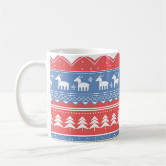 Minimalistisk röd & blå jul - Unikt mönster Kaffemugg